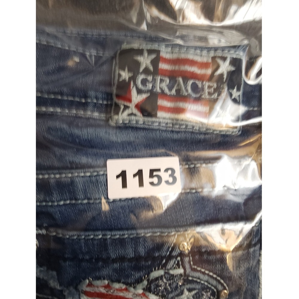 Grace Easy Fit Jeans Size 30 Embellished American‎ Flag Pockets Bootcut Denim - Picture 11 of 11